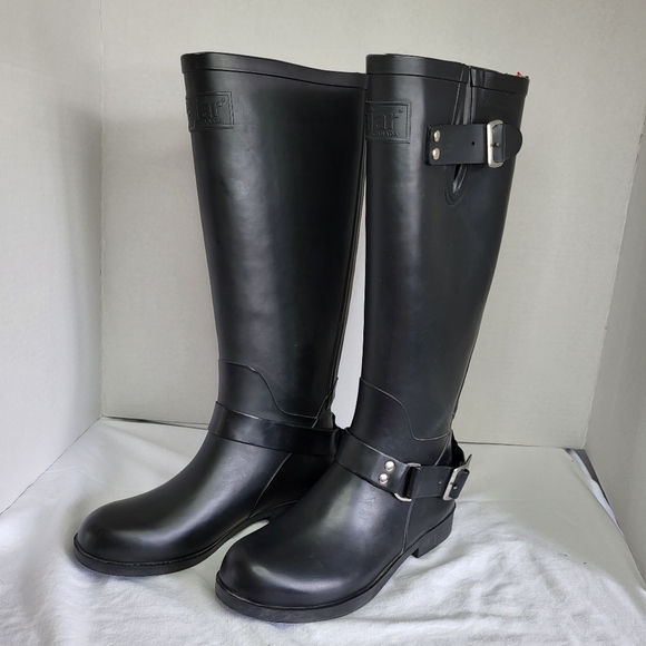 Pajar Shoes - Pajar Moto Style Black Slip On Rain Boots Sz 5½
